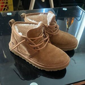 UGG Brown Suede Boots with White Fur Lining